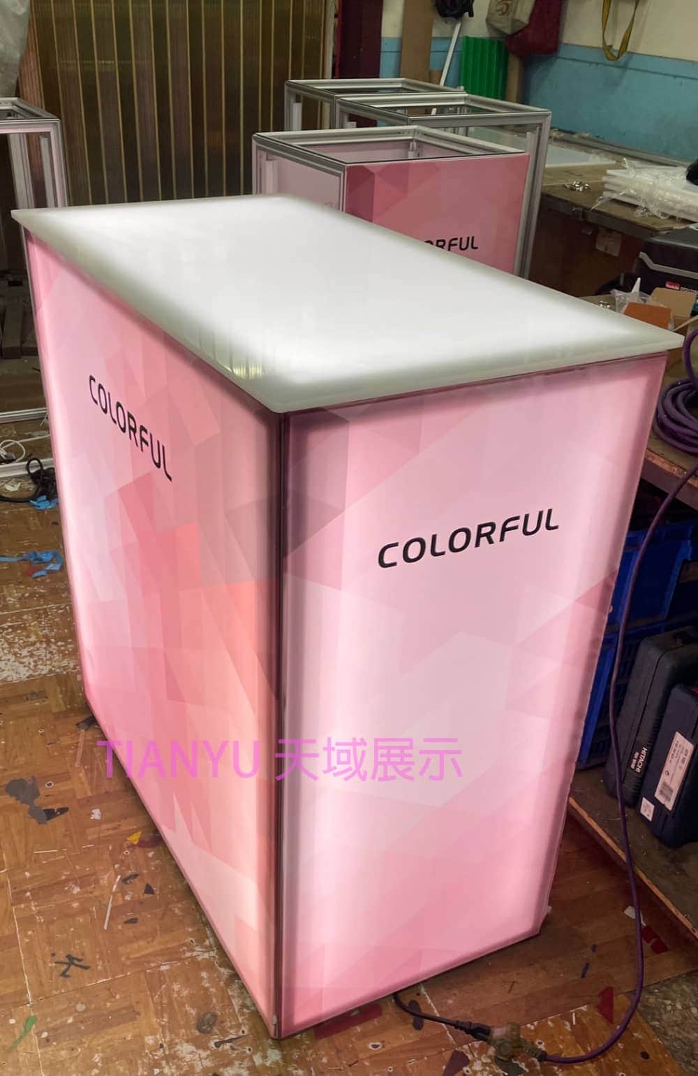 LED卡布燈箱展示桌 LED fabric light box desk-3