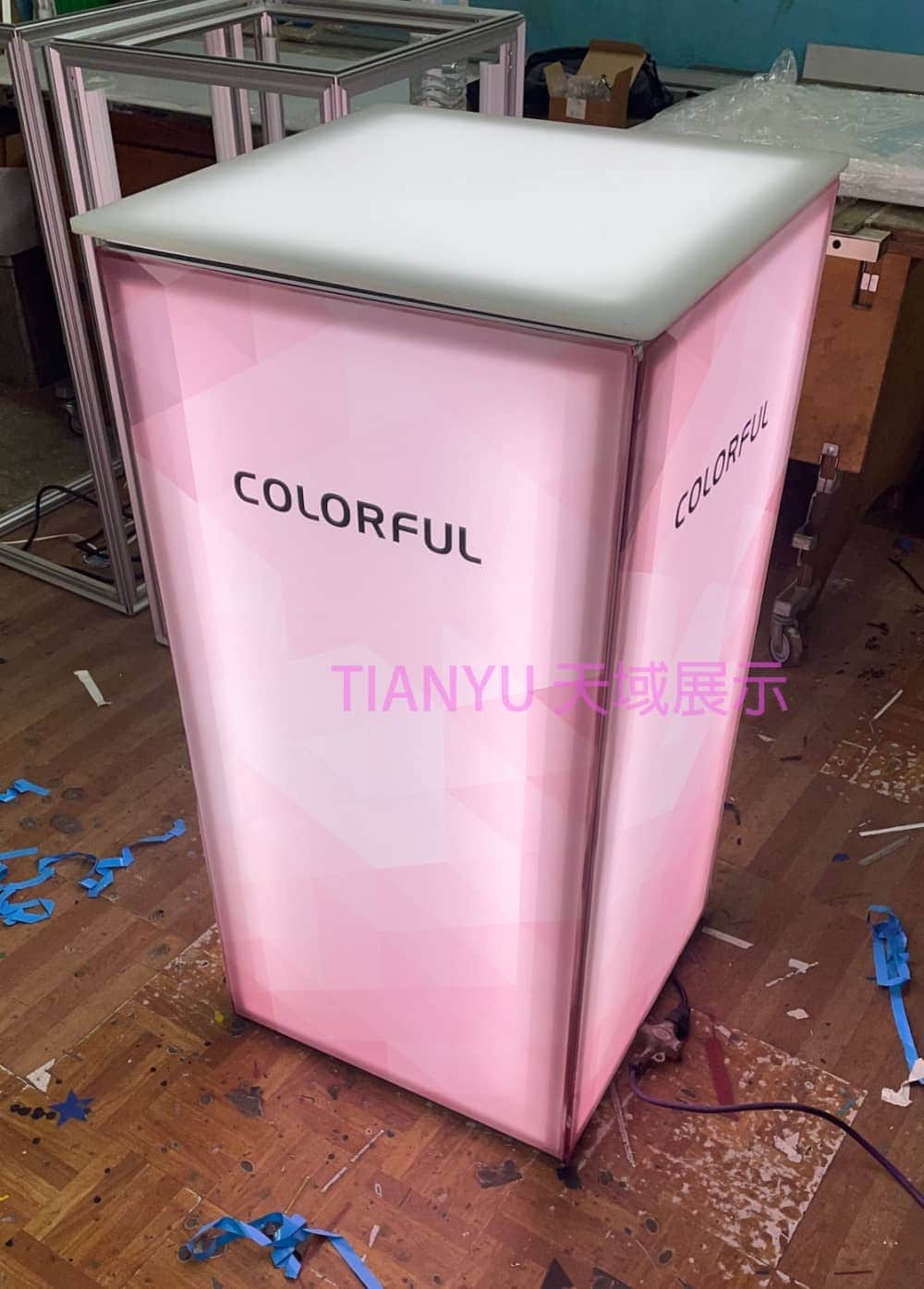 LED卡布燈箱展示桌 LED fabric light box desk-2